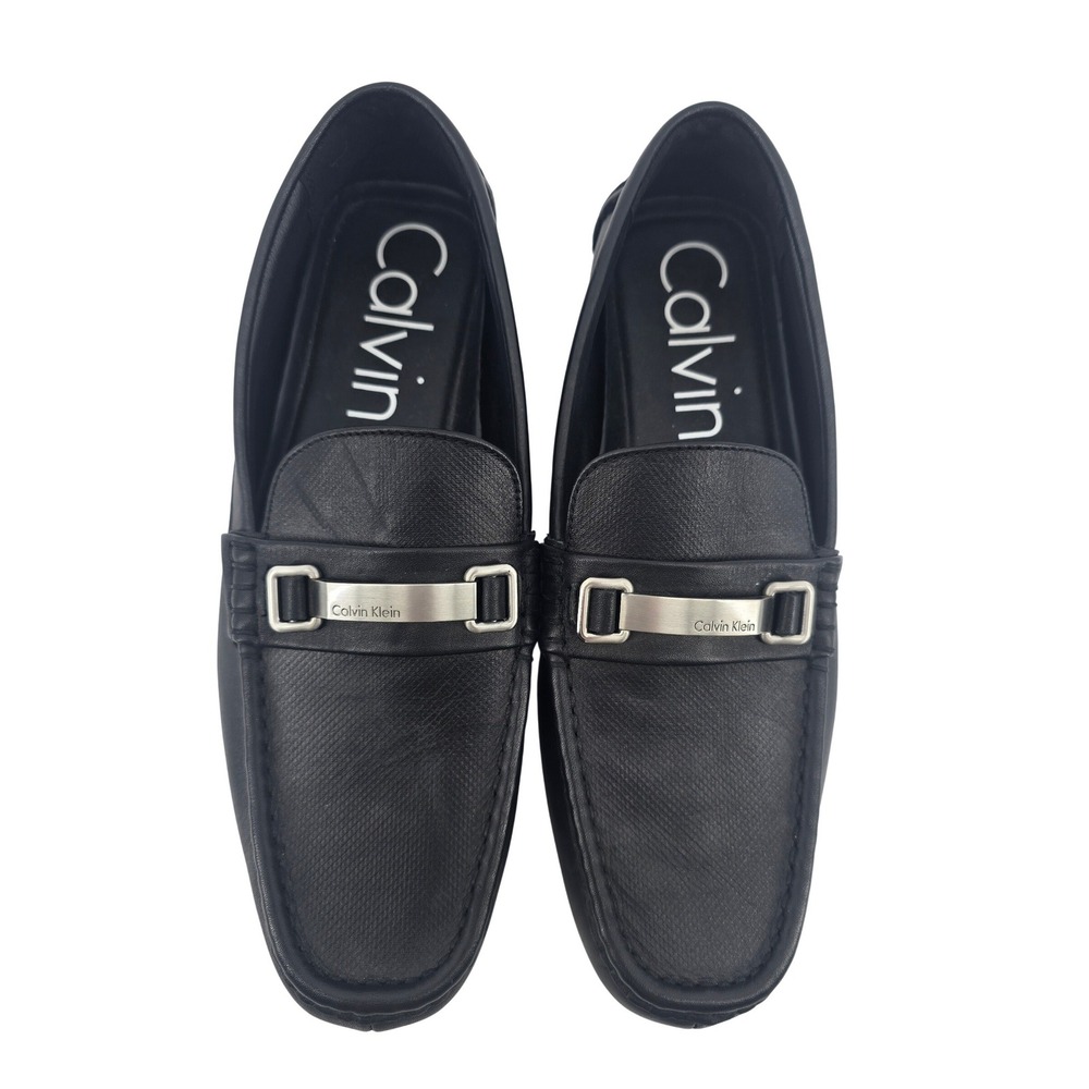 Calvin Klein Loafers Mens 10.5 Black Maddix Leather Bit Driver Shoes 34F0361